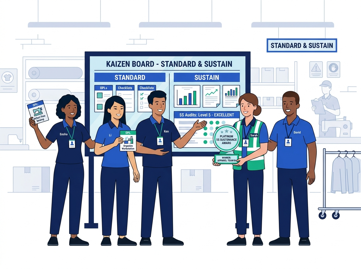 5S Sustain Shitsuke Kaizen Board and Awards Illustration