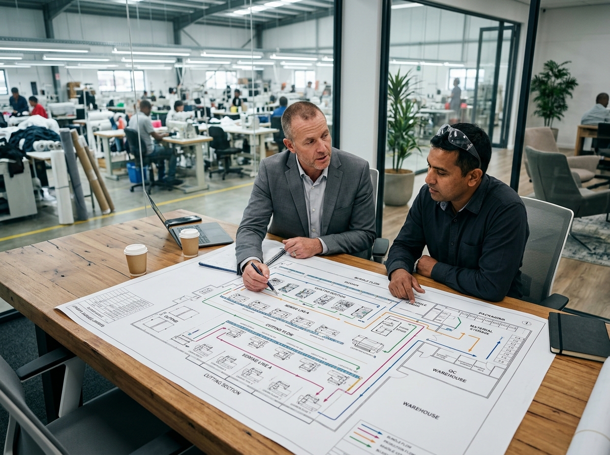 End-to-end apparel factory setup, feasibility and plant transformation